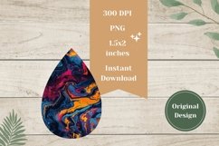 Glitter Teardrop Earrings PNG, Fluid Art Earrings Template Product Image 2