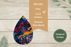 Glitter Teardrop Earrings PNG, Fluid Art Earrings Template Product Image 2