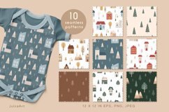 Scandinavian houses seamless pattern, Nordic digital paper Product Image 2