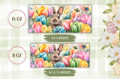 Cartoon Easter Bunny Mug, Watercolor Tulips Mug Template Product Image 2