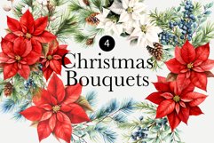 Watercolor Christmas Clipart - Christmas Bouquets - Winter Product Image 1