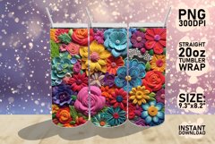 3D Meadow Of Flower Tumbler Wrap Sublimation 20oz, Boho PNG Product Image 1