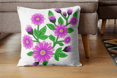 Purple Daisy Flower Embroidery Design Product Image 2