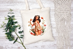 Pin Up Girl Illustration, Cartoon Girl PNG, Cute Tulips PNG Product Image 2