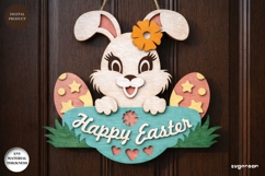 Easter Bunny Door Hanger Laser Cut | Wooden Door Sign | SVG Product Image 2