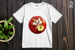 Cute Red Hedgehog With Apple Clipart Sublimation PNG Product Image 2