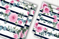 Pink Rose Stripe Digital Paper Product Image 2