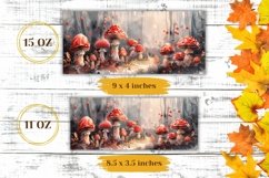 Watercolor Mushrooms Mug Wrap, Watercolor Forest Mug PNG Product Image 2