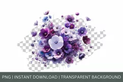 Flowers Collection, Watercolor Purple floral clipart Product Image 2