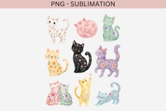 Cats with flowers png design for T-shirts Product Image 2