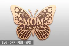Mom I Love You Laser Cut SVG, Mother's Day Round Sign Design Product Image 2