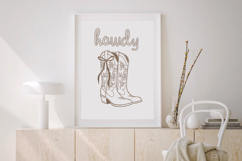Neutral Coquette Bow Cowboy Boots Print Product Image 2