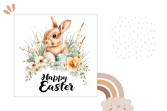 Happy Easter Pillow Design, Cute Flowers Pillow Template Product Image 2