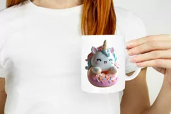 Kawaii Unicorn Illustration, 3D Donut PNG, 3D Unicorn PNG Product Image 2