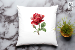 Watercolor Red Rose Flower Clipart Sublimation PNG Product Image 2