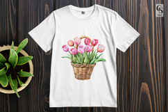 Basket of Tulip Flowers Watercolor Clipart Product Image 2