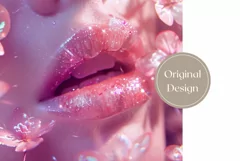 Pink Lips Tumbler Wrap Design, Glitter Tumbler Design Product Image 2