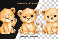 15 Bundle Watercolor Cute Lion Family Happy King Jungle Product Image 2
