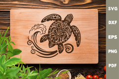 Turtle Design, Underwater World, Cutting board, Laser SVG Product Image 2
