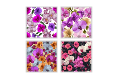 Orchid &amp; Petunia Flower Digital Paper | Flower Pattern Product Image 2