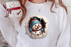 Christmas Snowman Peeking Clipart PNG Product Image 2