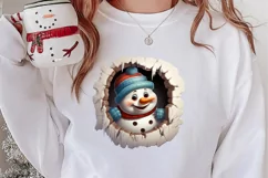 Christmas Snowman Peeking Clipart PNG Product Image 2