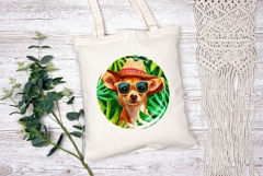Summer Chihuahua Illustration, Cartoon Chihuahua Sublimation Product Image 2