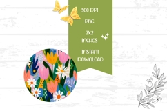 Cartoon Flowers Round Earrings Print Product Image 2