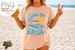Livin on Lake Time png, Girly Pontoon Boat Design Product Image 7