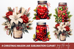 Christmas Mason Jar Sublimation Clipart Product Image 1