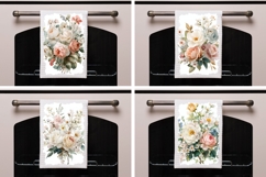 Watercolor Roses Towel Designs, Floral Towel Sublimation Product Image 2