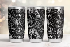 Tumbler laser svg| 20oz Tumbler Halloween Gothic Skulls wrap Product Image 1