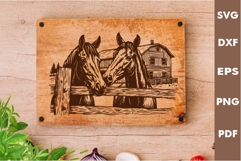 Horses Design, Cutting board SVG, Laser cut, Cricut Product Image 1