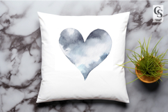 Watercolor Blue Gray Heart Clipart Sublimation PNG Product Image 3