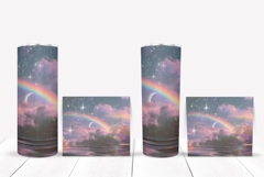 Moon Tumbler Wrap Design, Glitter Rainbow Tumbler PNG Product Image 2