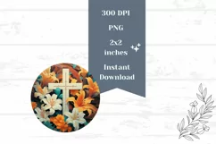 Floral Cross Earrings, Christian Cross Sublimation Earrings Product Image 2