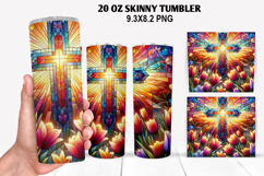 Cross Flower Skinny Tumbler 20oz Wrap Design, Easter Tumbler Product Image 1