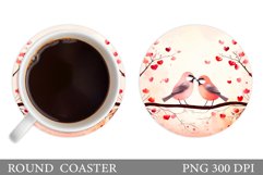 Valentines Bird Coaster. Cute Bird Coaster Sublimation Product Image 1
