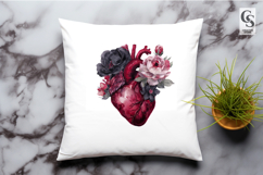 Gothic Rose Heart Watercolor Clipart Sublimation PNG Product Image 3