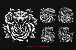 10 Bundle Dark Art Snakes Viper Head with Floral Rose Product Image 3