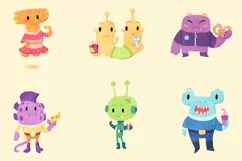 Aliens At The Movies Watercolor Style Clip Art Product Image 2