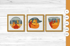 3D Papercut Playing Baseball Scene Layered Template Set Product Image 1