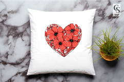 Red Floral Heart Illustration PNG Product Image 3