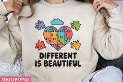 Different is Beautiful PNG, Autism Sublimation PNG Product Image 2