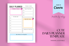Aesthetic Cute Daily Planner Template Editable in Canva, Product Image 1