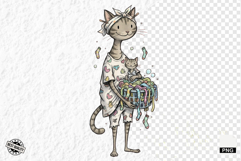 Whimsical Cat Mom With Kitten Clipart Product Image 1