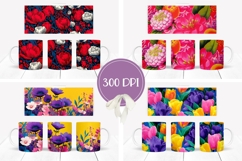 Purple Flowers Mug Designs, Tulips Mug Sublimation PNG Product Image 2