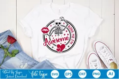 kiss me I'm awesome SVG Design | Valentine SVG Design Product Image 1