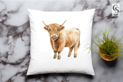 Highland Cow Watercolor Farm Animal Clipart Sublimation PNG Product Image 3