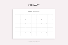 2026 Monthly Calendar Landscape, Printable, A4/Letter Size Product Image 2